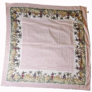 Vintage Anne Marie Egypt Safari Scene 100% Cotton Scarf - 32" x 32"